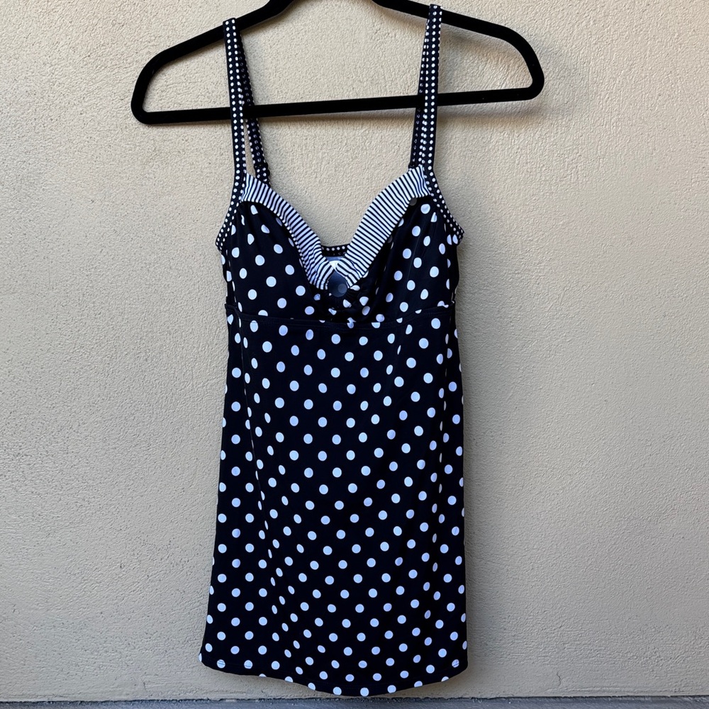 24th & Ocean Black and White Polka Dot whole piece bathing suit